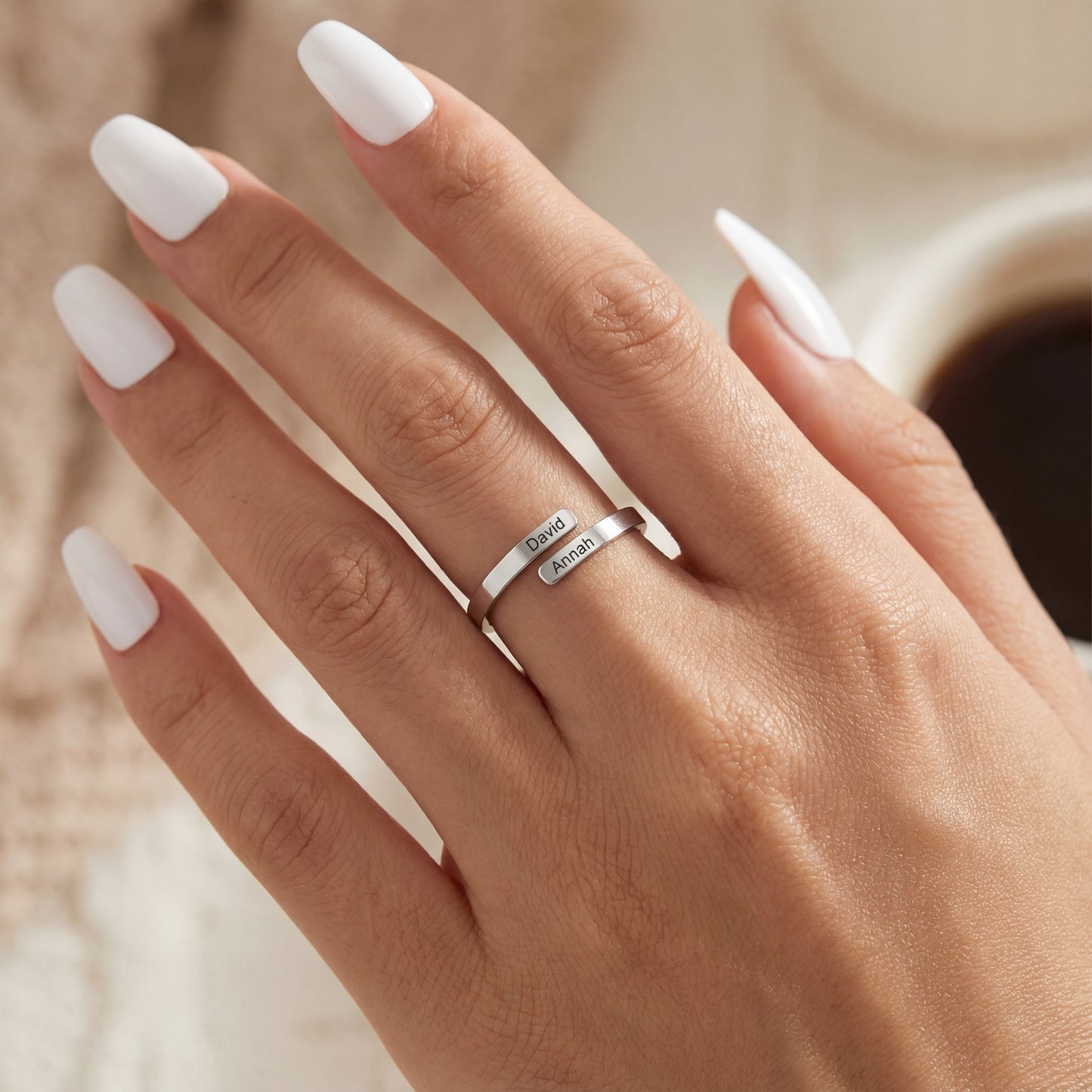 Verstelbare Dubbele Naam Ring "Dual Soul"