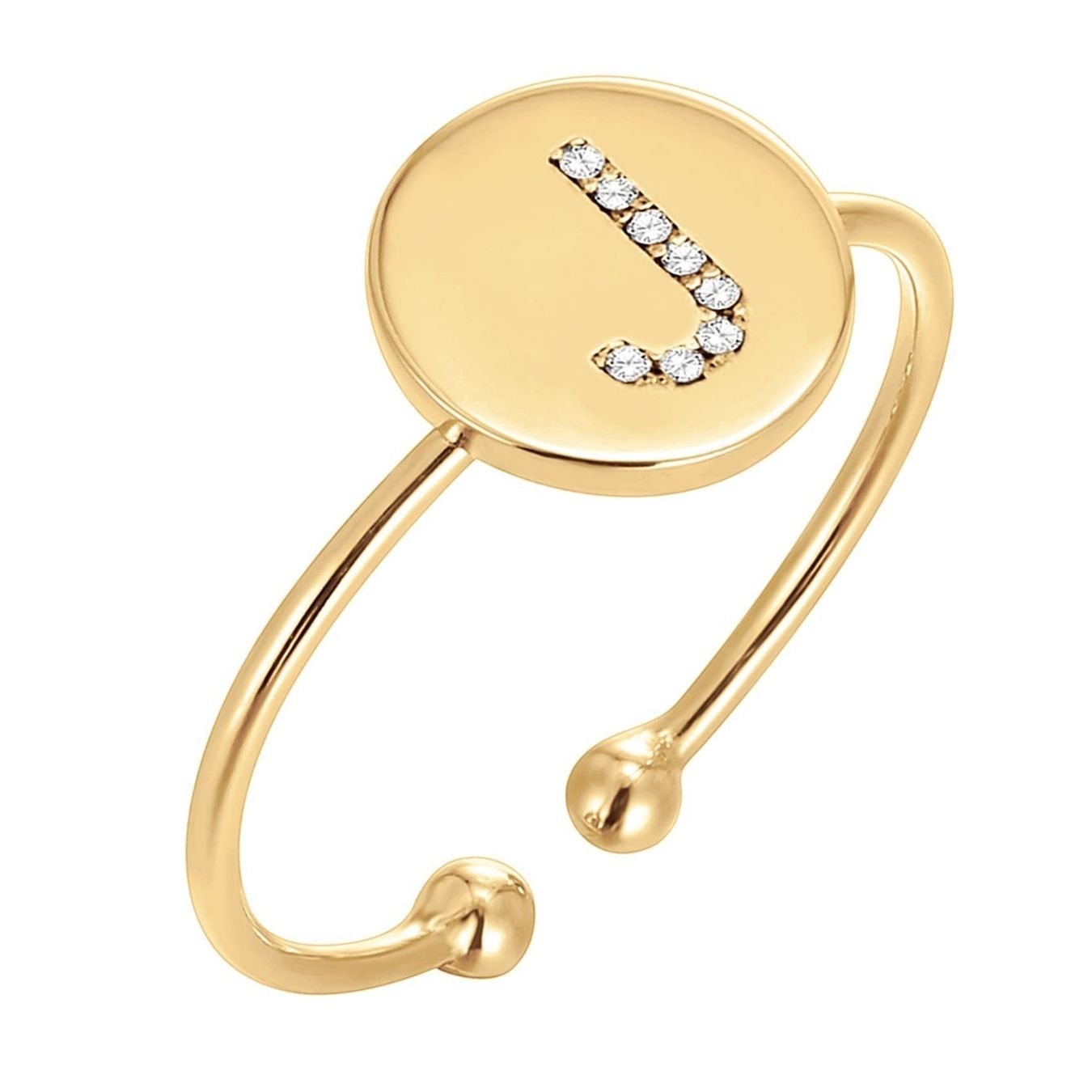 Verstelbare Initialenring "Gouden Glans"