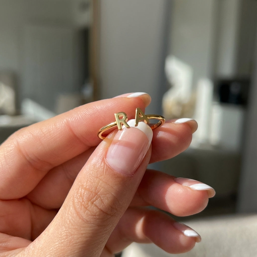 Verstelbare Initialen Ring "Double Monogram"