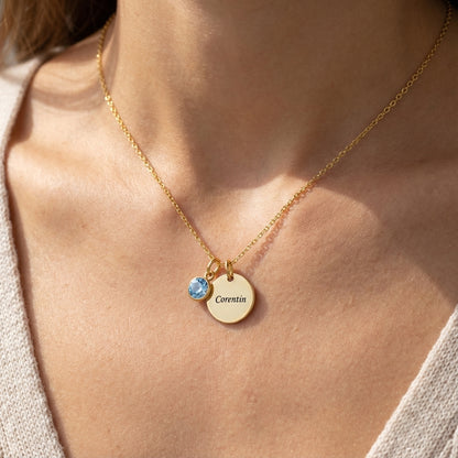 Gegraveerde Ketting "Geboortesteen Schijf"