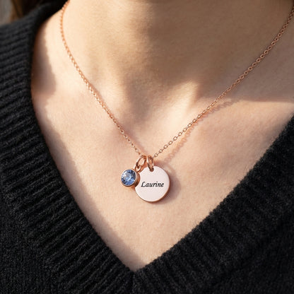 Gegraveerde Ketting "Geboortesteen Schijf"