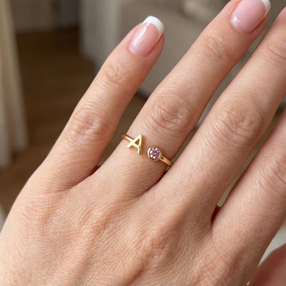 Verstelbare Initialen Ring "Essence"