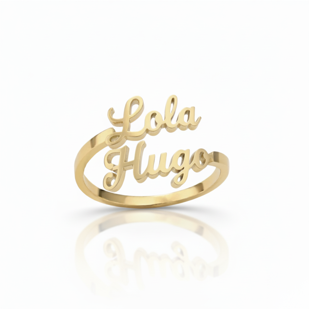 Verstelbare Naamring "Dubbele Schrift"