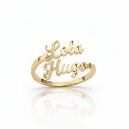 Verstelbare Naamring "Dubbele Schrift"