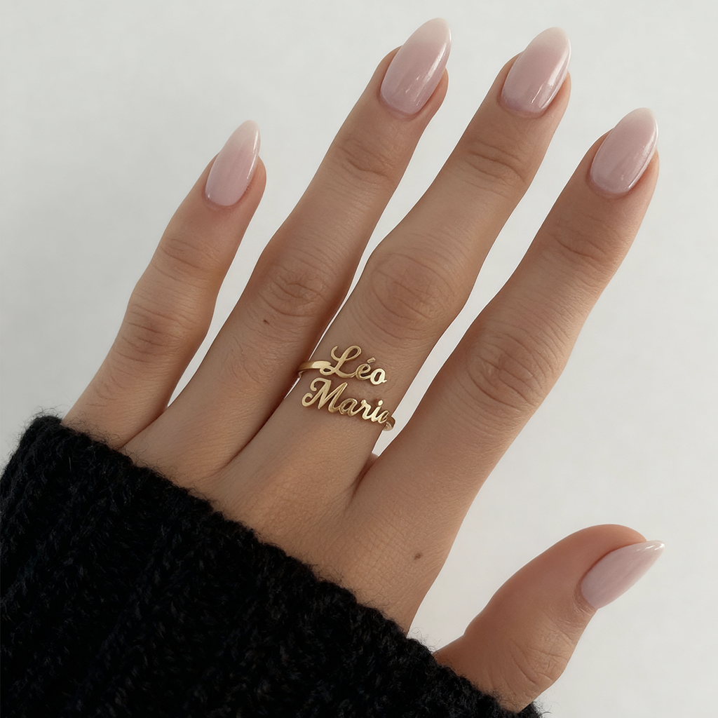 Verstelbare Naamring "Dubbele Schrift"