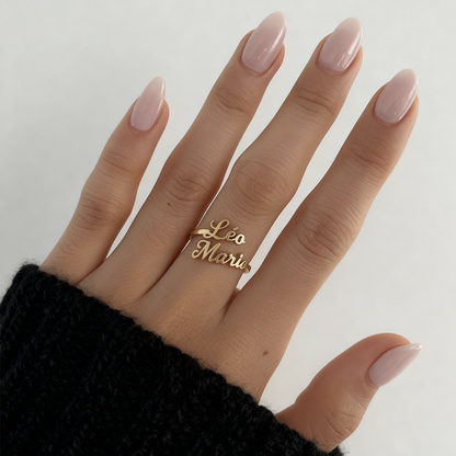 Verstelbare Naamring "Dubbele Schrift"