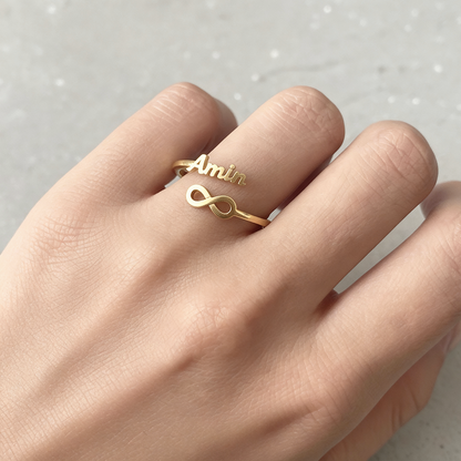 Verstelbare Naam Ring "Eeuwige Band"