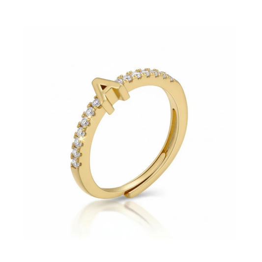 Verstelbare Initialenring "Sparkle"