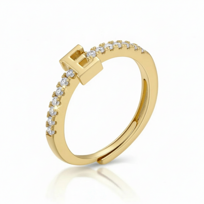 Verstelbare Initialenring "Sparkle"