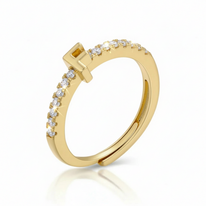 Verstelbare Initialenring "Sparkle"