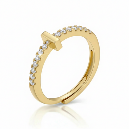 Verstelbare Initialenring "Sparkle"