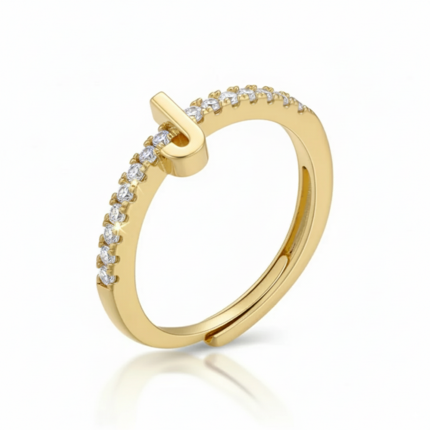 Verstelbare Initialenring "Sparkle"