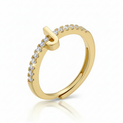 Verstelbare Initialenring "Sparkle"