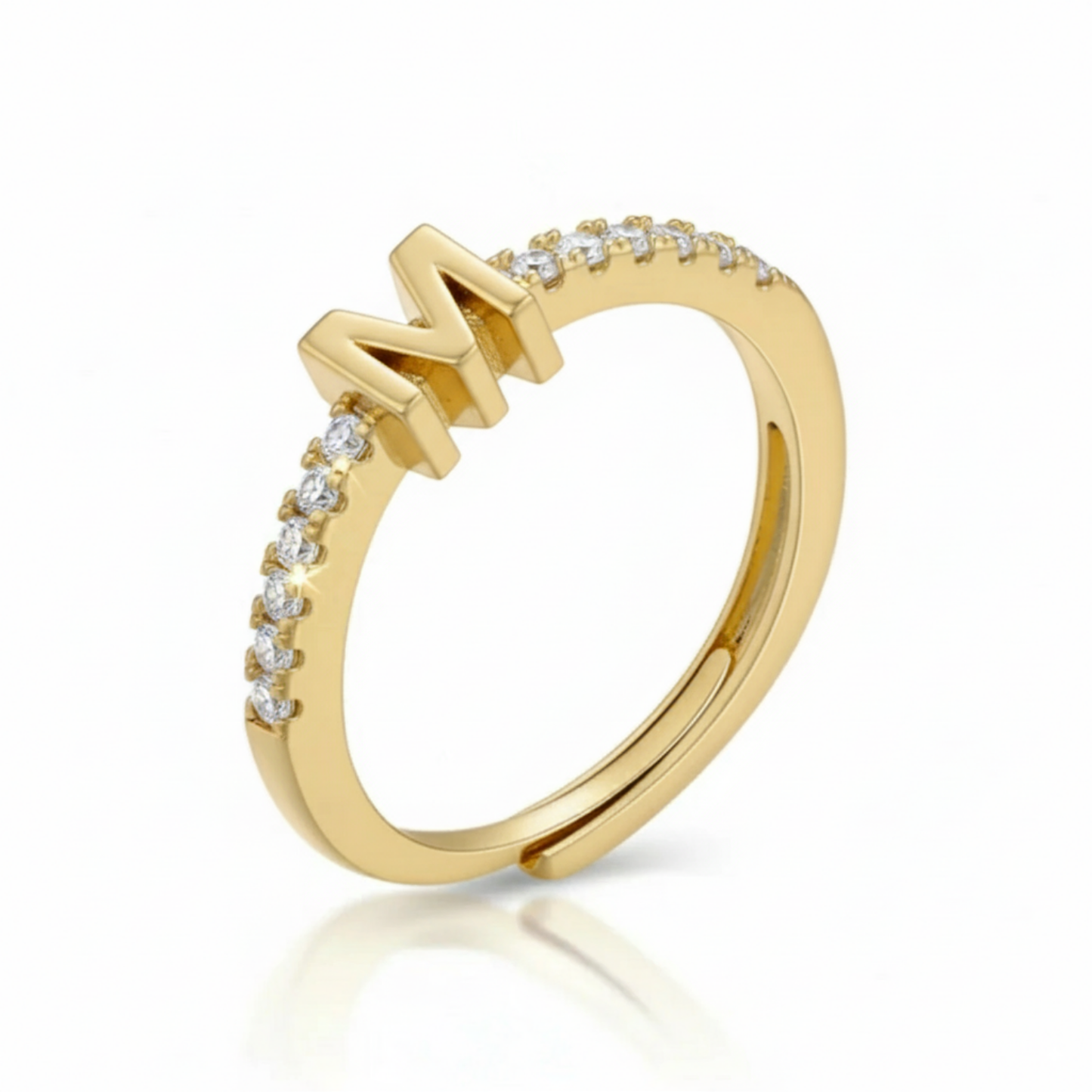 Verstelbare Initialenring "Sparkle"