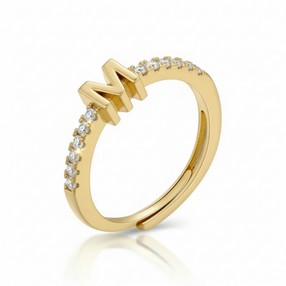 Verstelbare Initialenring "Sparkle"
