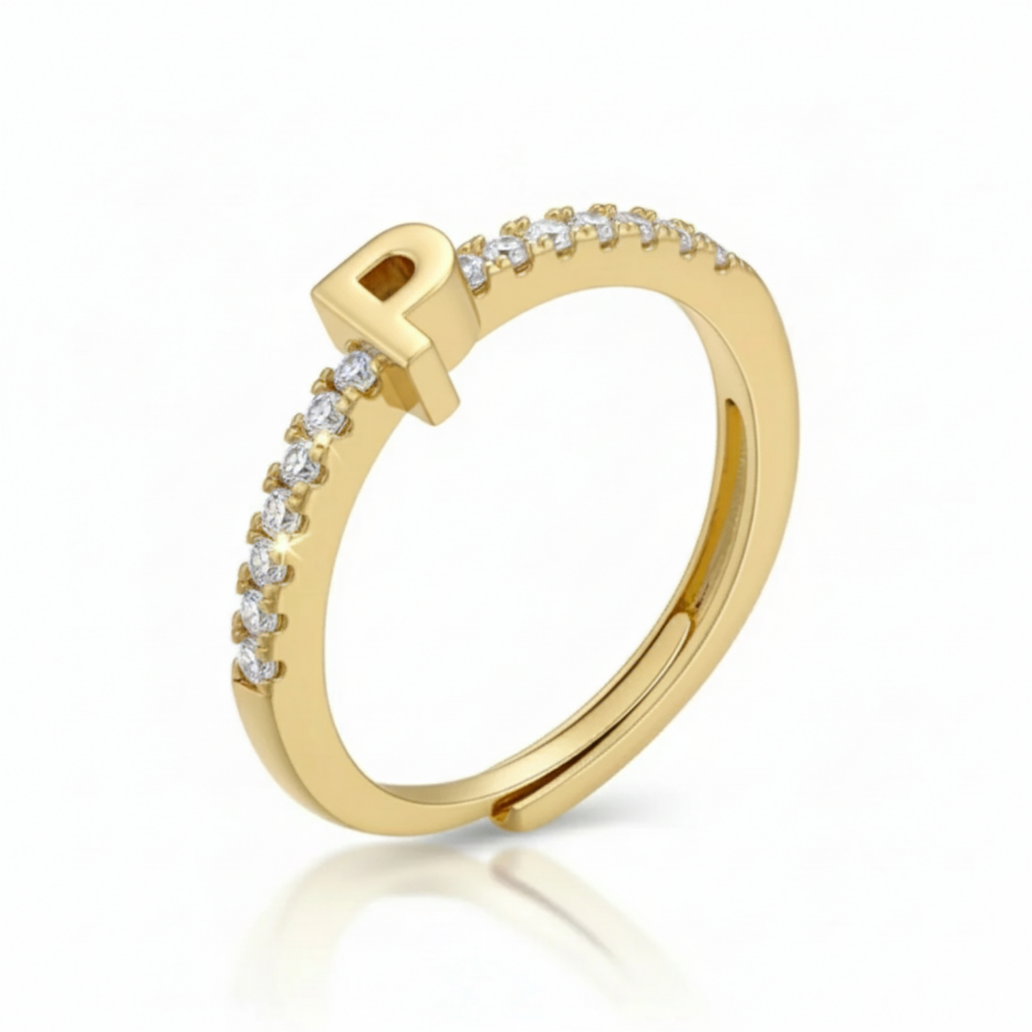 Verstelbare Initialenring "Sparkle"