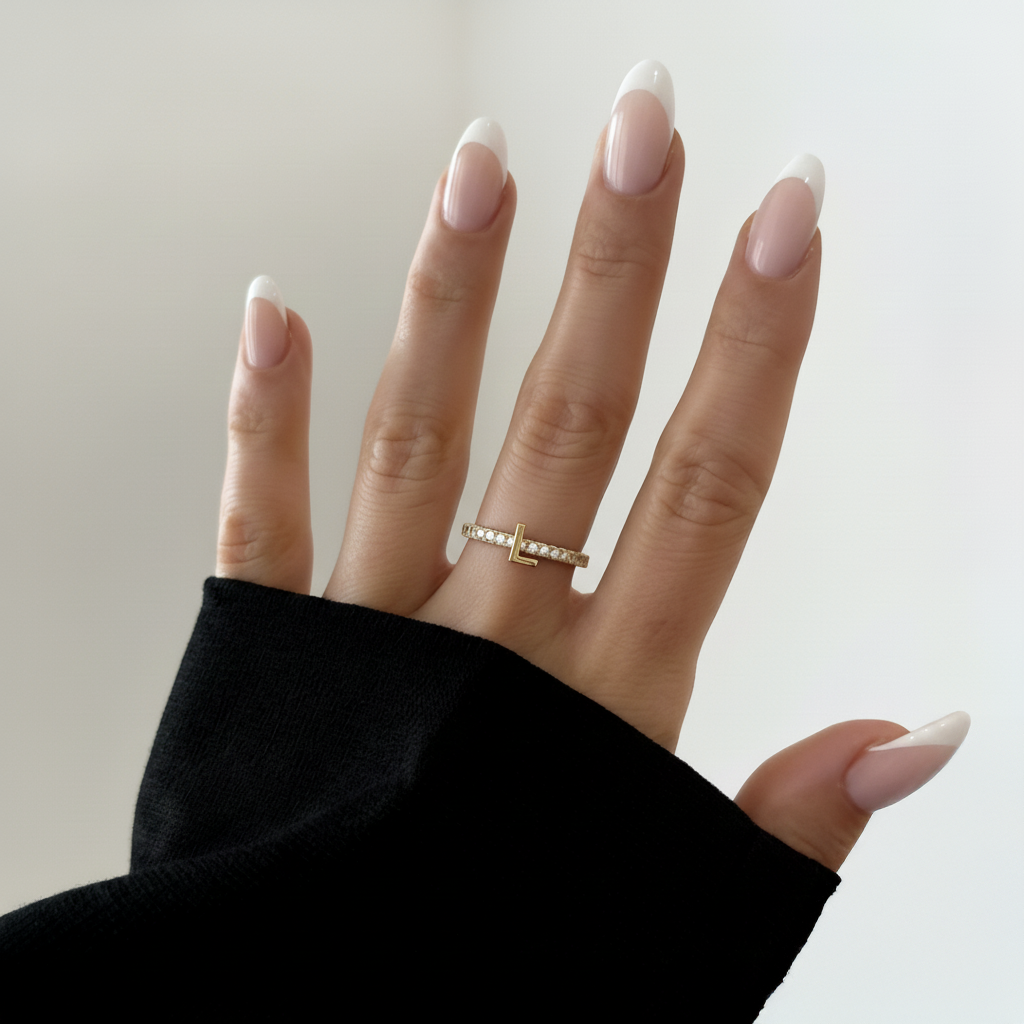 Verstelbare Initialenring "Sparkle"