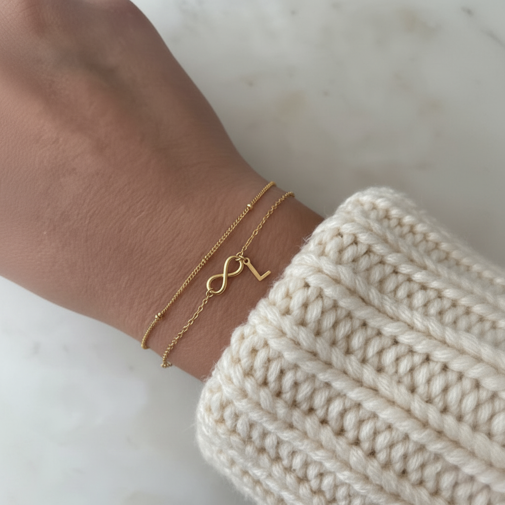 Armband met initialen "Eeuwige Band"