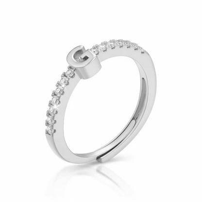 Verstelbare Initialenring "Sparkle"