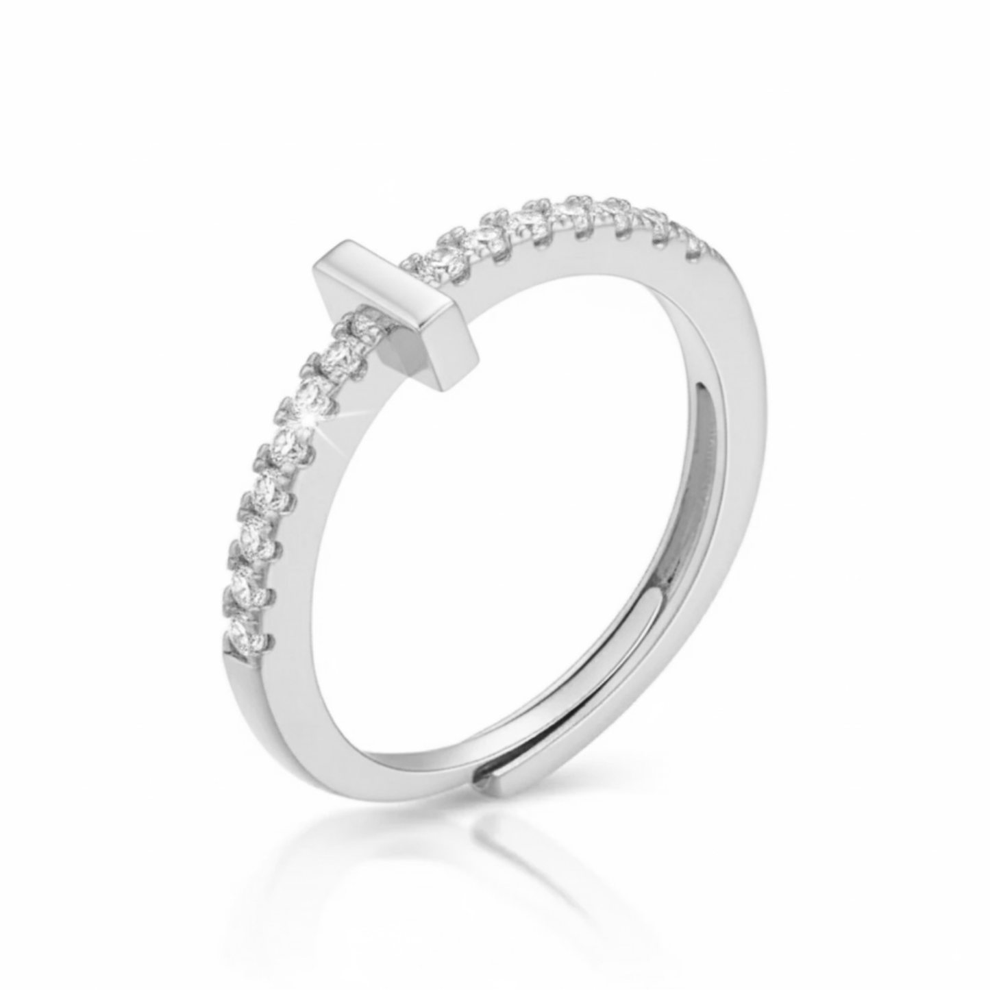 Verstelbare Initialenring "Sparkle"