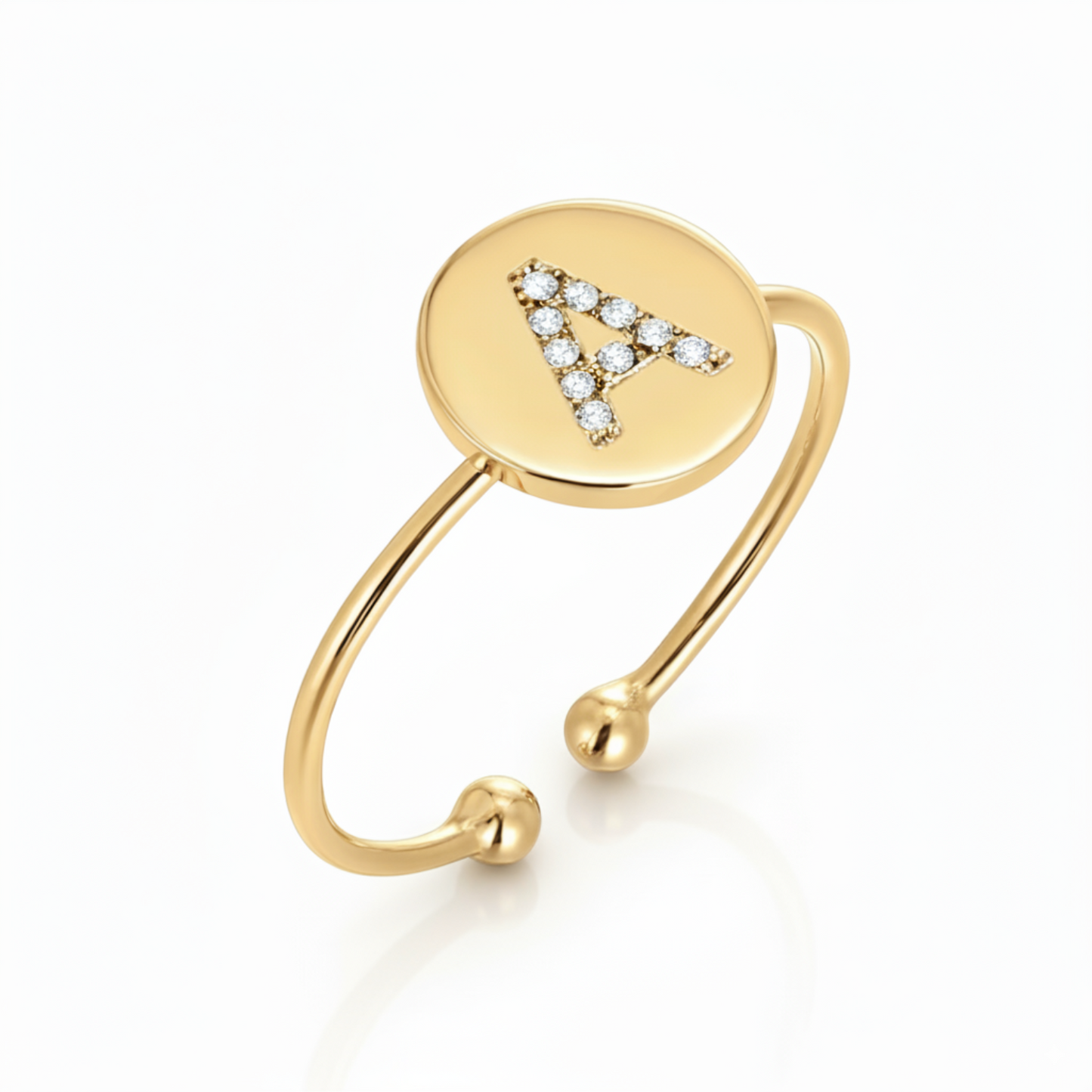 Verstelbare Initialenring "Gouden Glans"