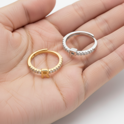 Verstelbare Initialenring "Sparkle"