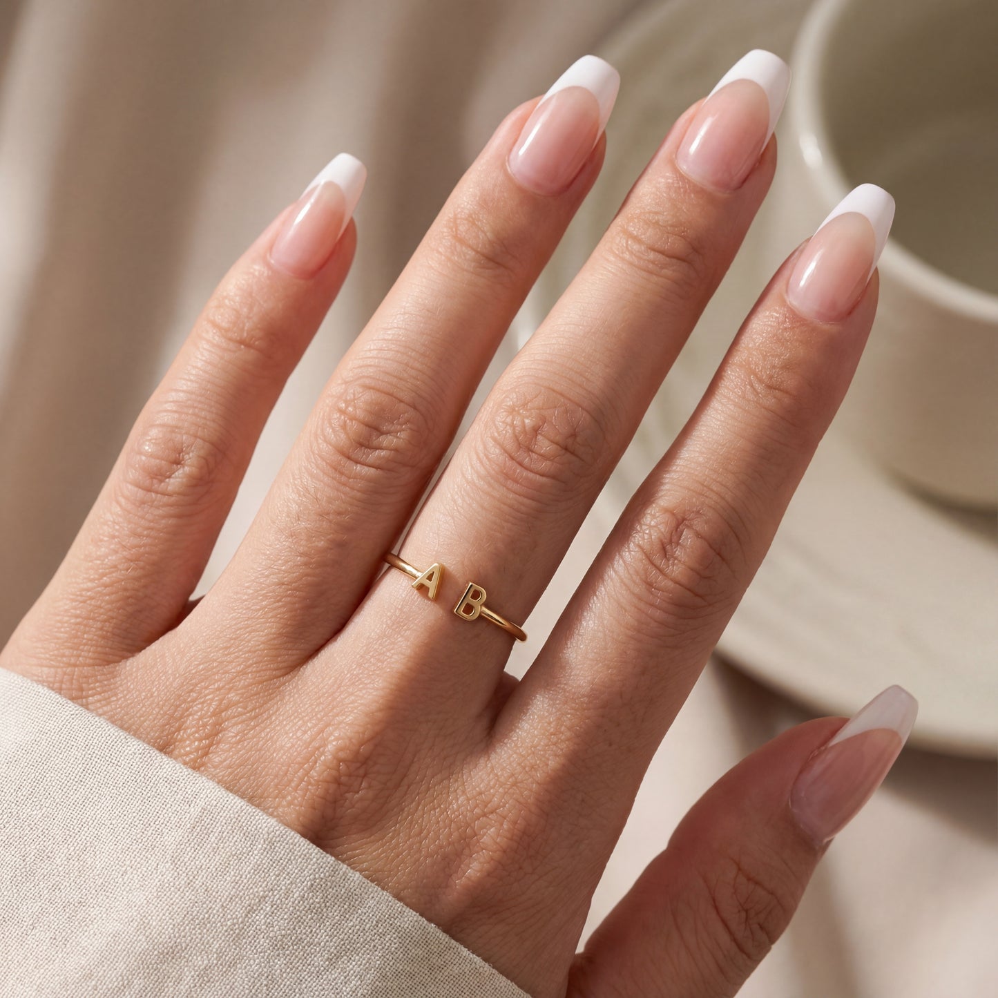 Verstelbare Initialen Ring "Double Monogram"