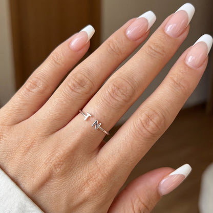 Verstelbare Initialen Ring "Double Monogram"