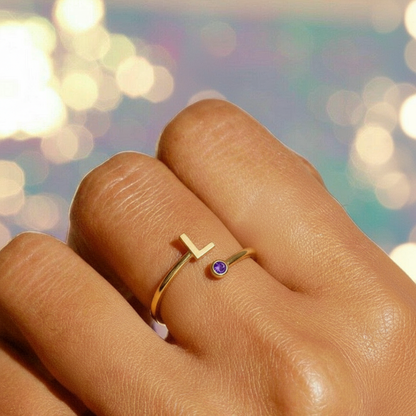 Verstelbare Initialen Ring "Essence"