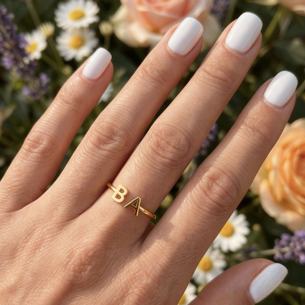 Verstelbare Initialen Ring "Double Monogram"