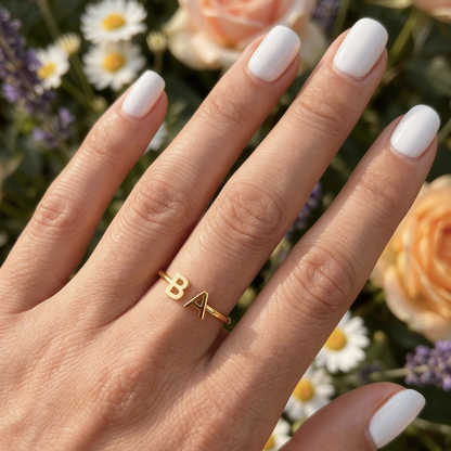 Verstelbare Initialen Ring "Double Monogram"