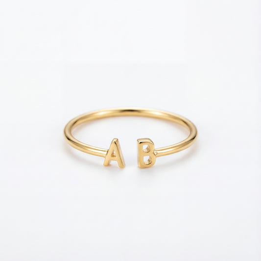 Verstelbare Initialen Ring "Double Monogram"