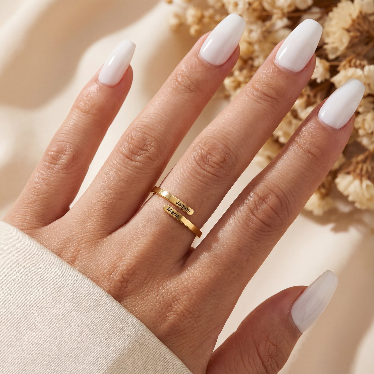 Verstelbare Dubbele Naam Ring "Dual Soul"