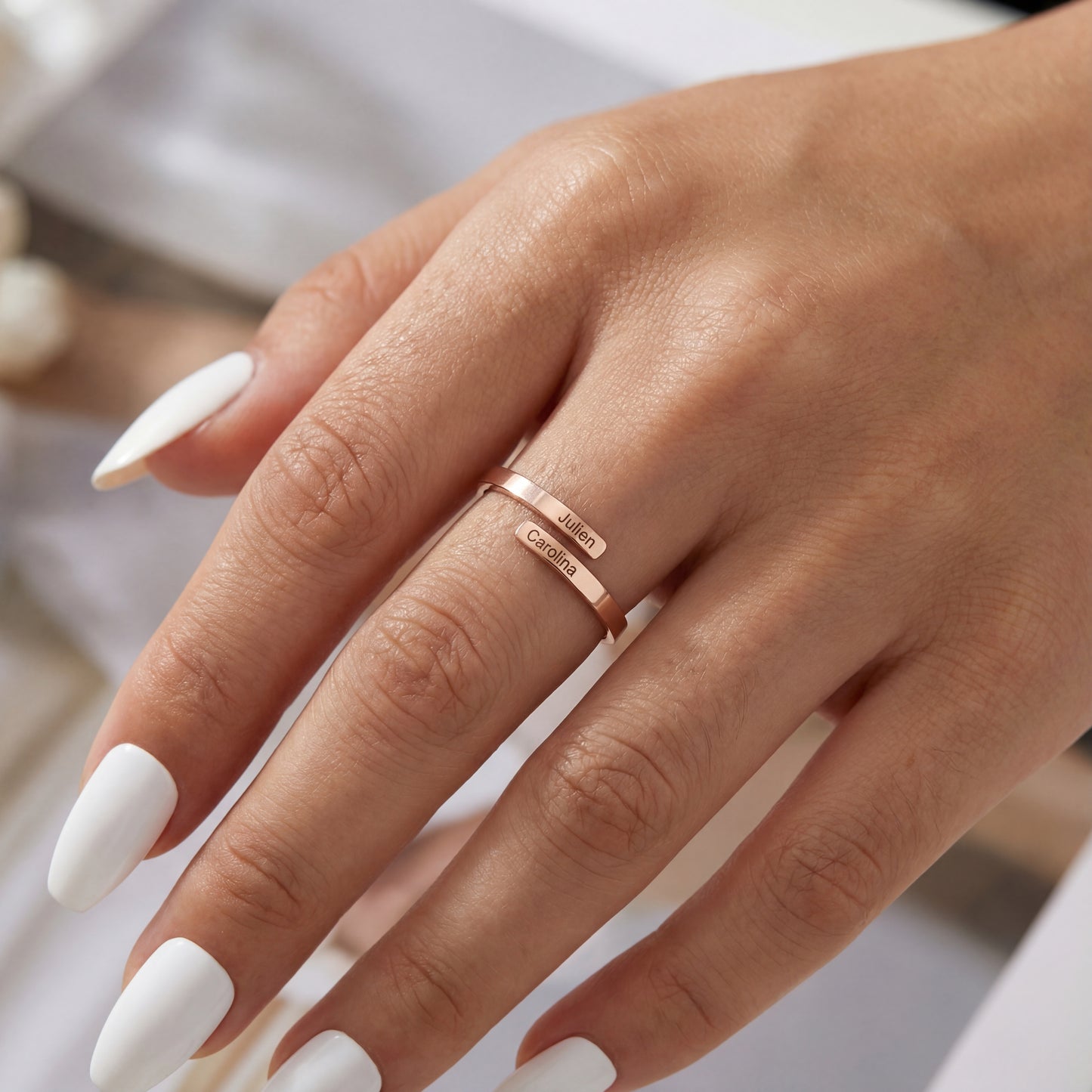 Verstelbare Dubbele Naam Ring "Dual Soul"