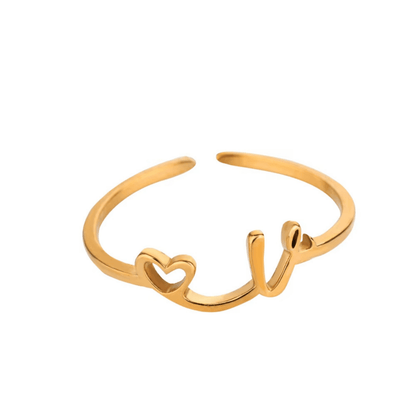 RICCARDI - BAGUE AJUSTABLE "Initial Heart Ring" - Riccardi