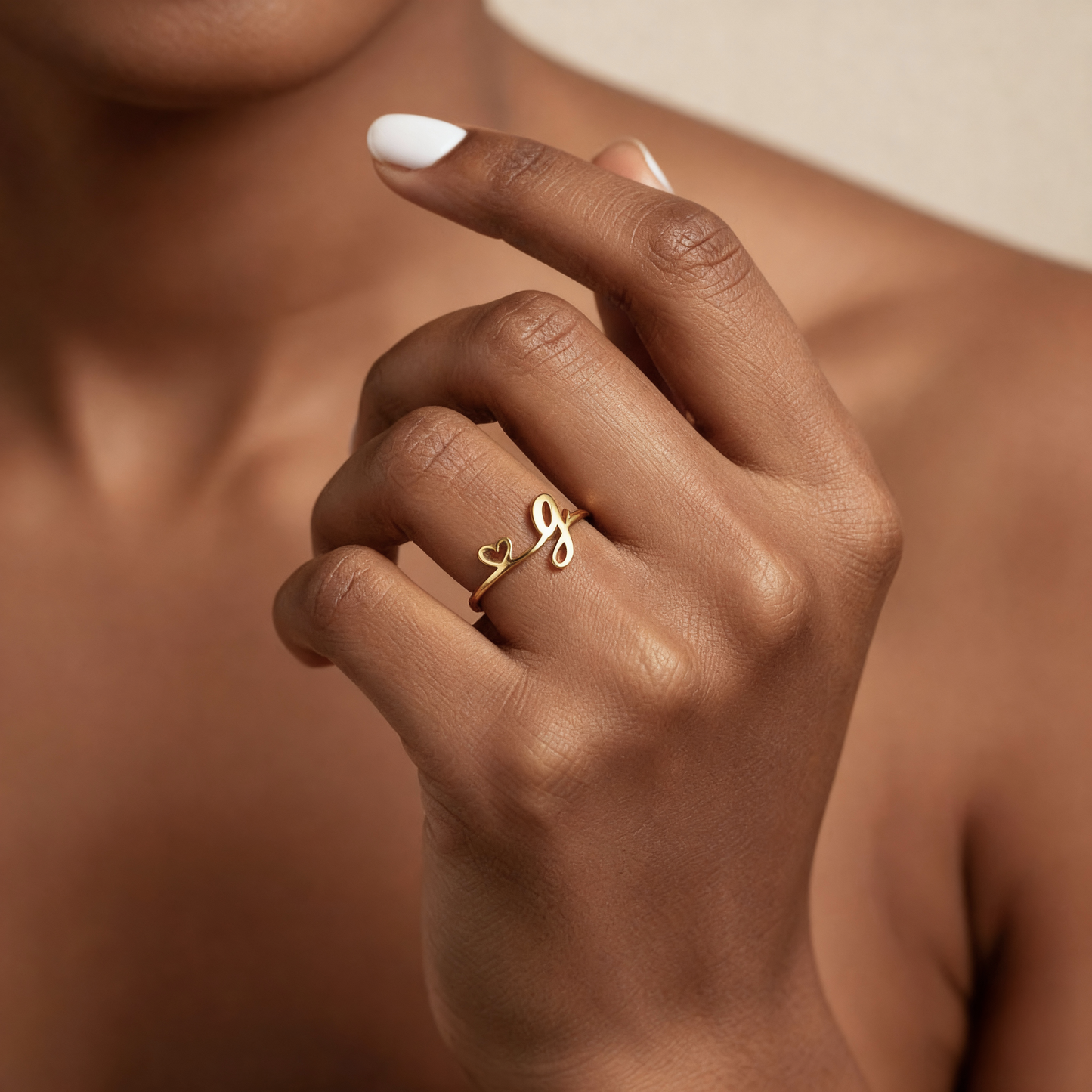 Verstelbare Initialenring "Pretty"