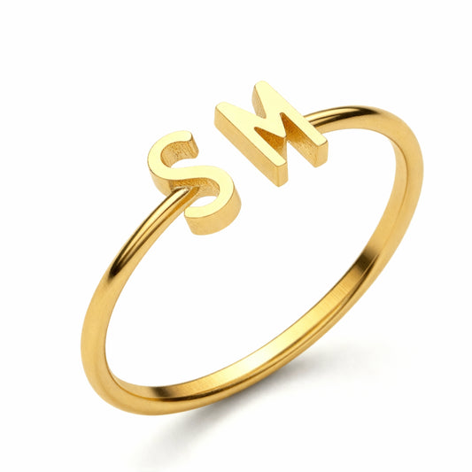 Verstelbare Initialen Ring "Double Monogram"