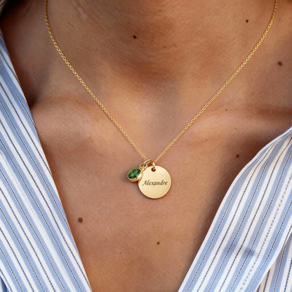 Gegraveerde Ketting "Geboortesteen Schijf"